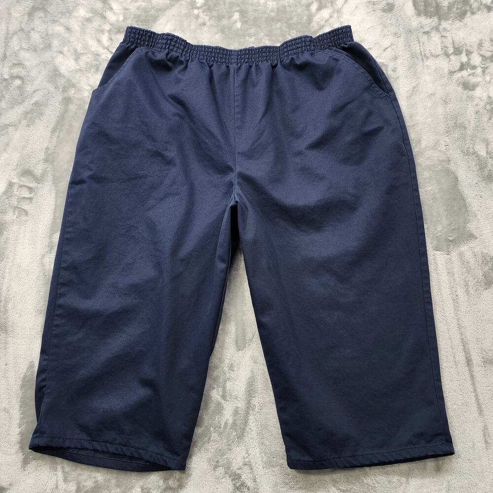 Vintage Shorts Womens 22W Blue Pull On High‎ Rise Skimmer Bermuda Casual Comfort